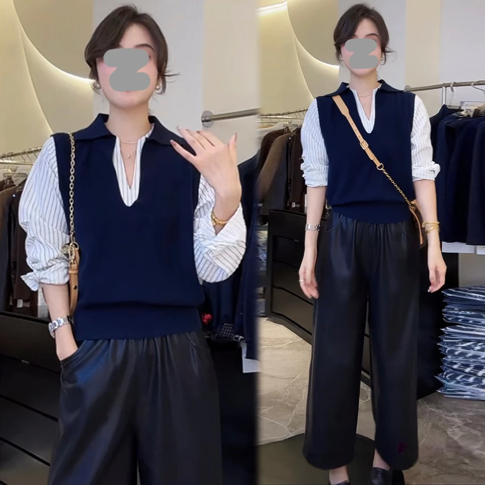 2025秋季新款职场风上衣衬衫纯色休闲裤套装女时尚休闲宽松两件套