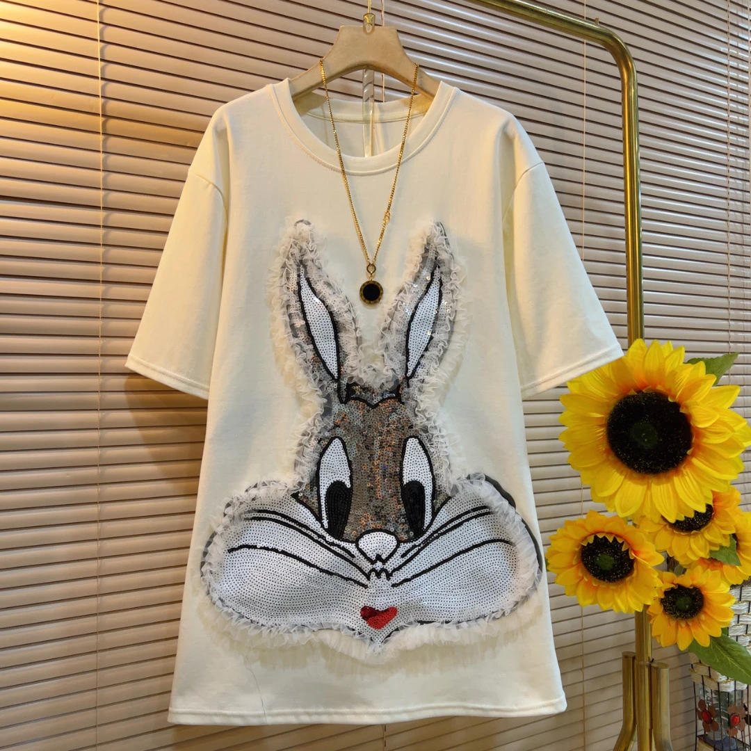 XB春季新款卡通兔子减龄休闲短袖T恤上衣