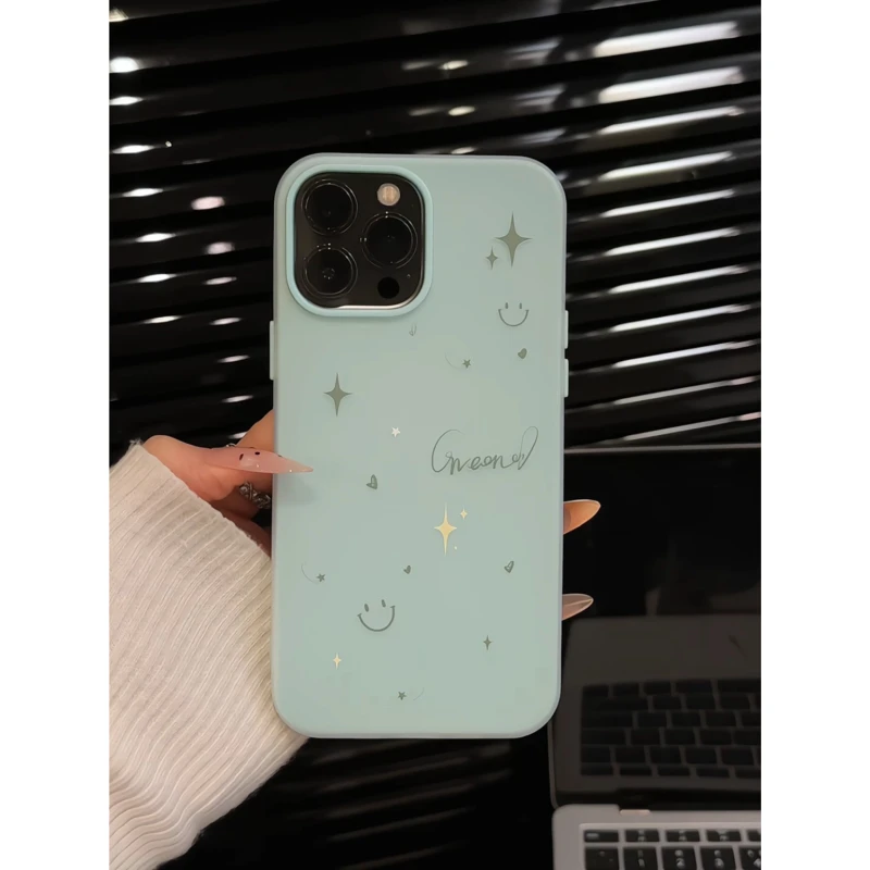 闪星笑脸适用苹果16pro创意iPhone15果冻手机壳可爱华为p60女防摔