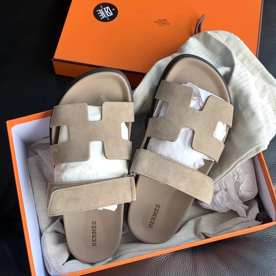 未使用 Hermes/爱马仕 沙色麂皮二舅拖鞋 38码数 14907684