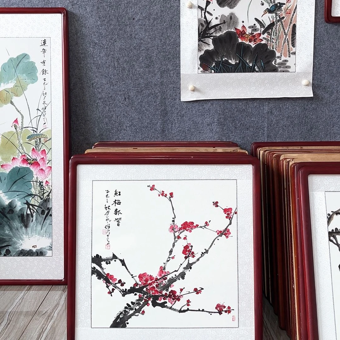 国画书画作品带框63×63