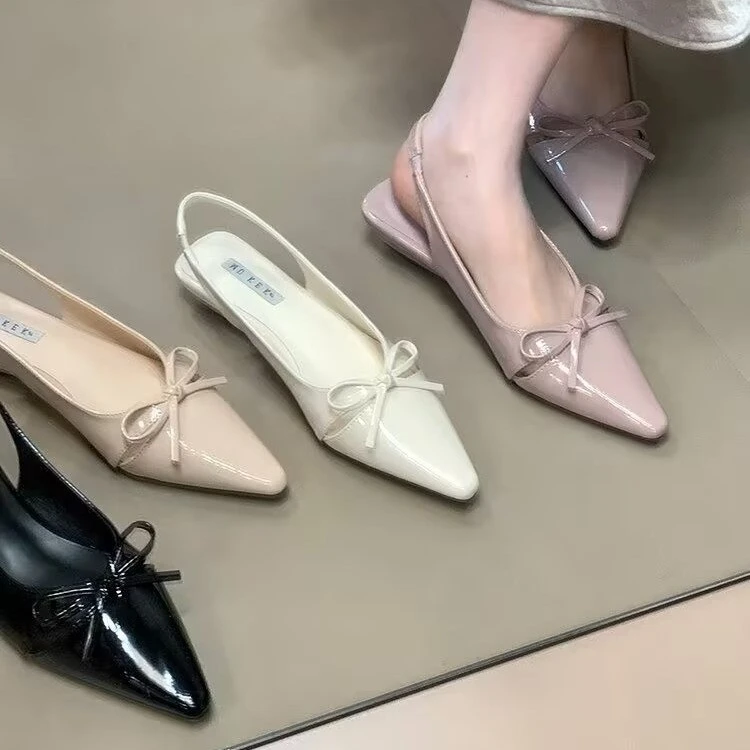 蝴蝶结包头凉鞋女2025新款配裙子单鞋小众设计感百搭通勤气质女鞋