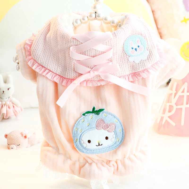 狗狗衣服秋冬装厚款猫咪公主牵引棉衣丝带翻领小型犬泰迪宠物6888