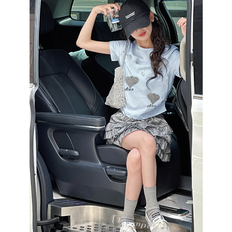 K29068流光女童短袖套装裙2025新款夏装儿童休闲两件套蓬蓬裙子潮