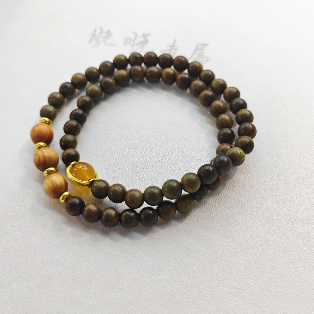 6mm绿檀双圈手串F252 hn