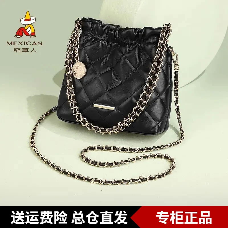 稻草人官方正品女士包包新款时尚当季流行简约设计水桶单肩斜挎包