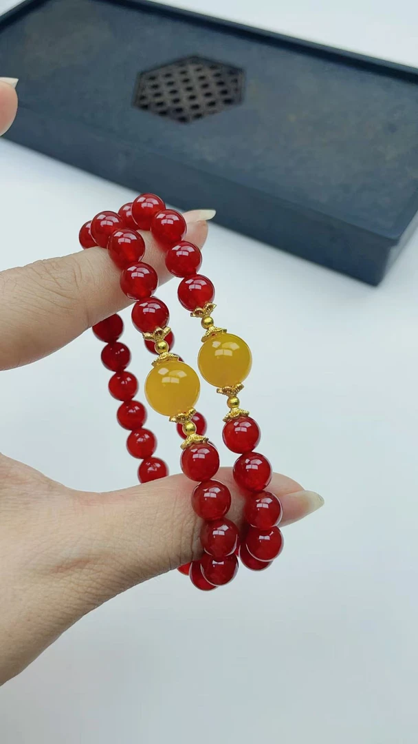 7A品质天然红玛瑙玉石DIY设计款成品手串