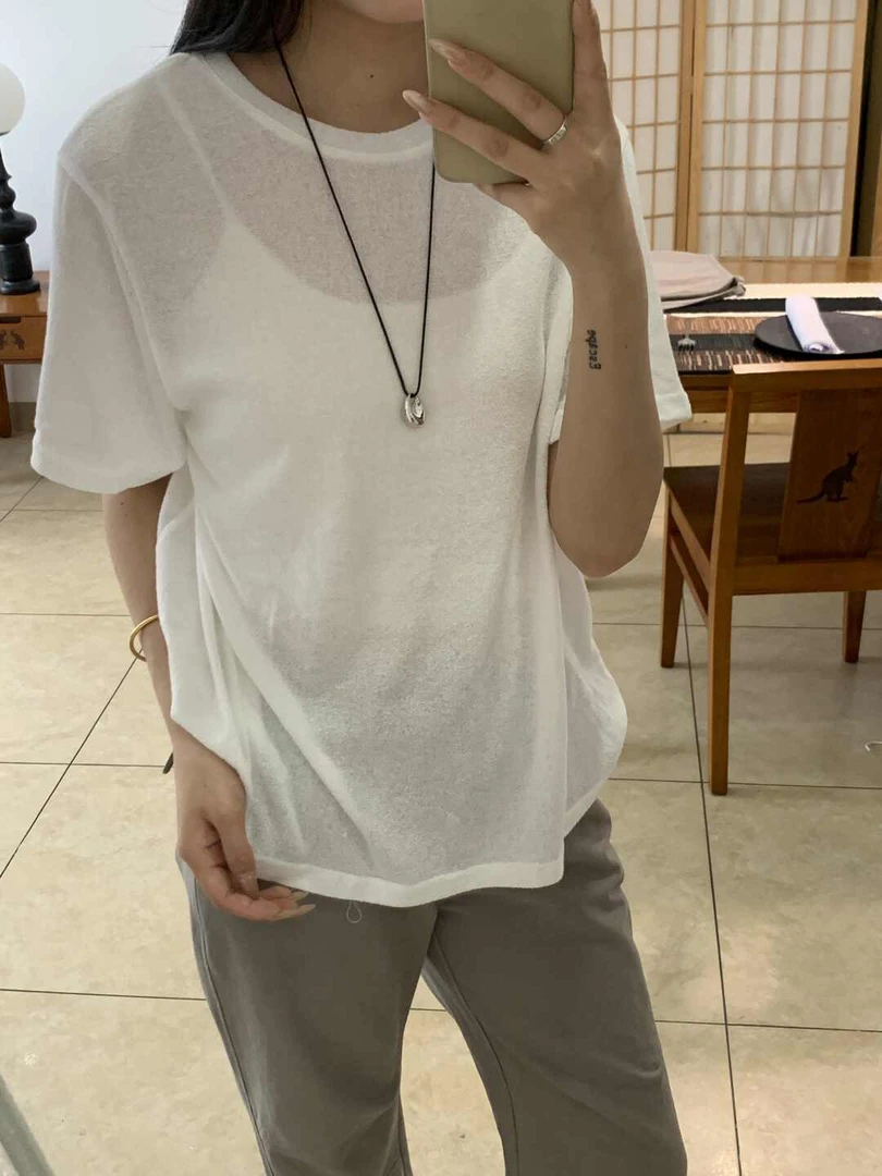 02642 自带肌理圆领亲肤柔软透气百搭老钱氛围感色系短袖T恤