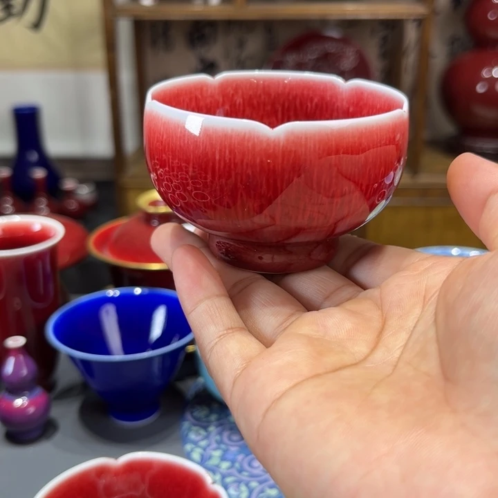 景德镇陶瓷浅行花口禅定杯