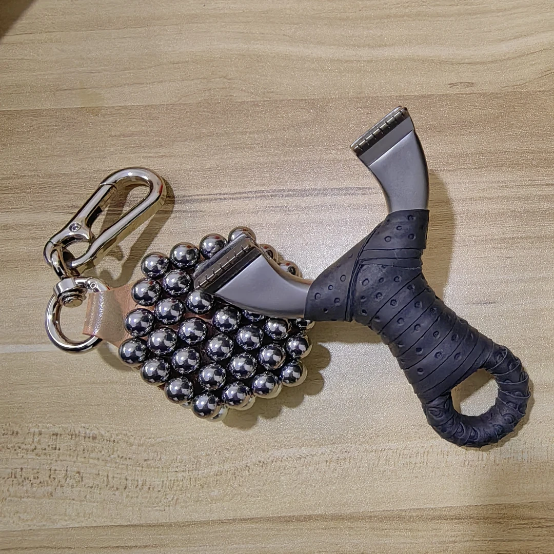 高精准竞技弹弓不锈钢万向龙齿掌中宝户外实战扁皮筋