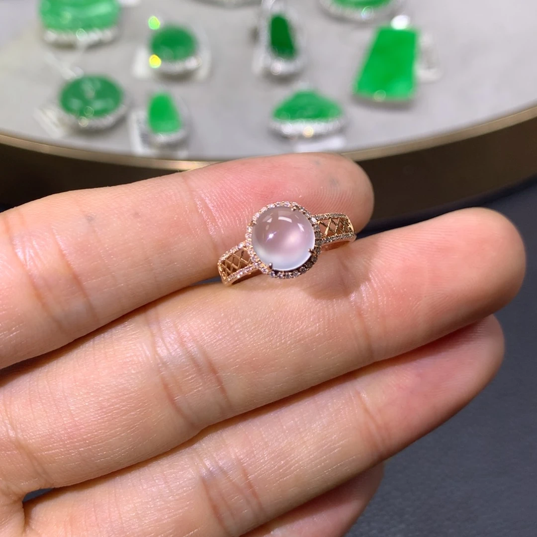 翡翠戒指18K金镶嵌翡翠