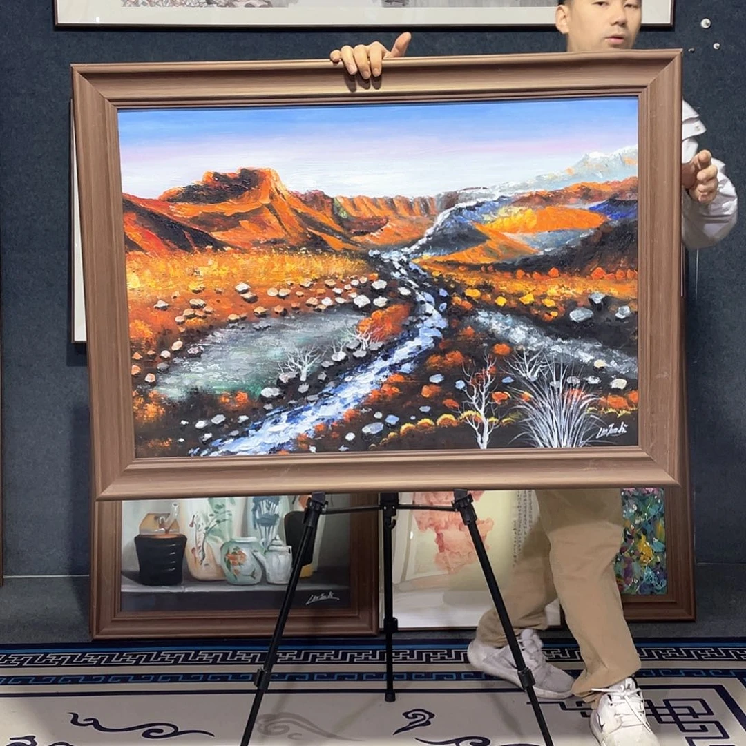 国画手绘画作品带框80/110