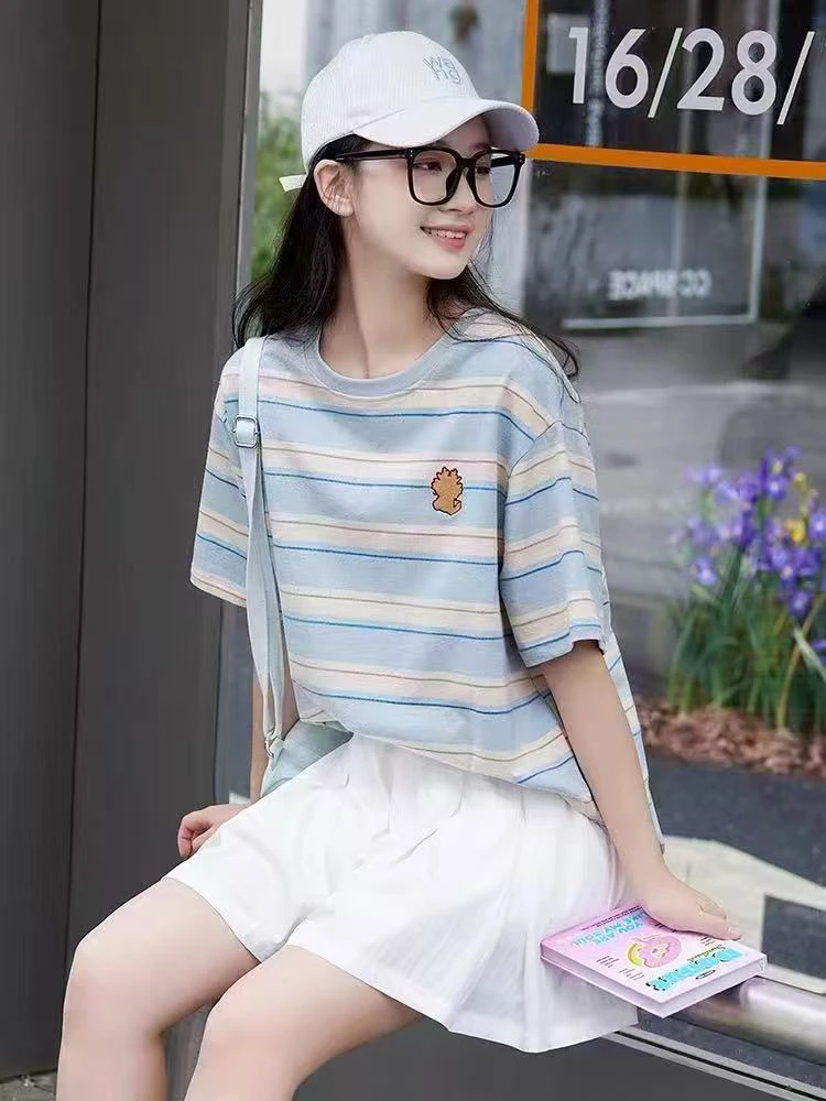 女士背心 条纹小标款