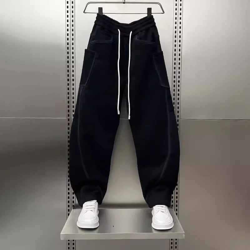 仓石一树秋季宽松休闲弯刀裤男士2025新款高级感痞帅宽松运动卫裤