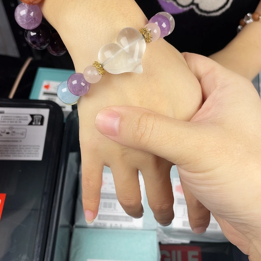 水晶银S925镀金镶嵌手串