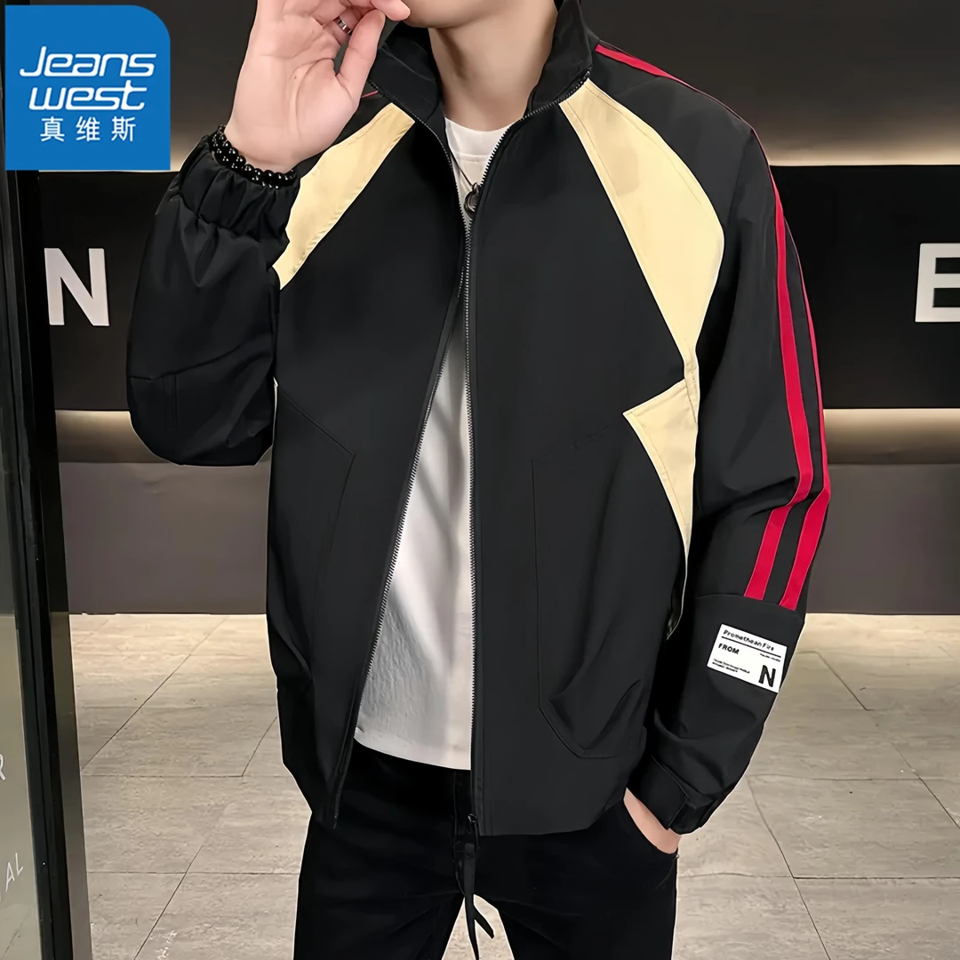 真维斯Jeanswest春秋新款高品质夹克外套男士时尚百搭休闲上衣潮