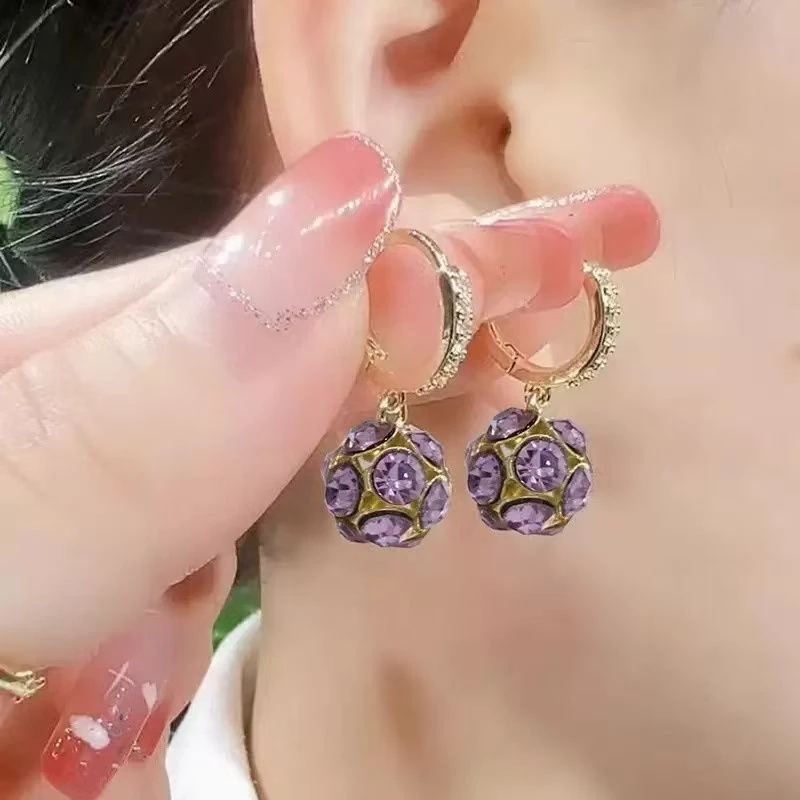 铜合金耳饰 气质轻奢时尚百搭法式小众精致满钻耳饰JE3089