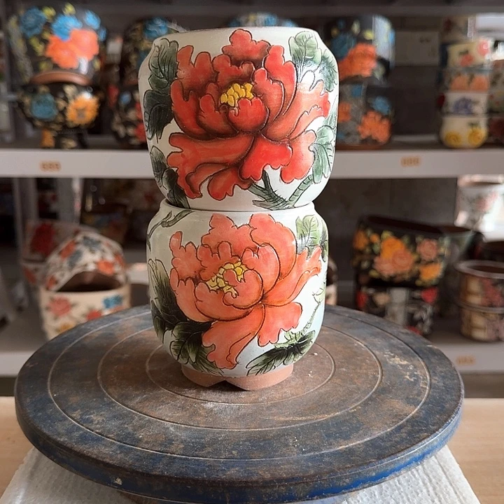 红泥花盆景德镇陶瓷学院