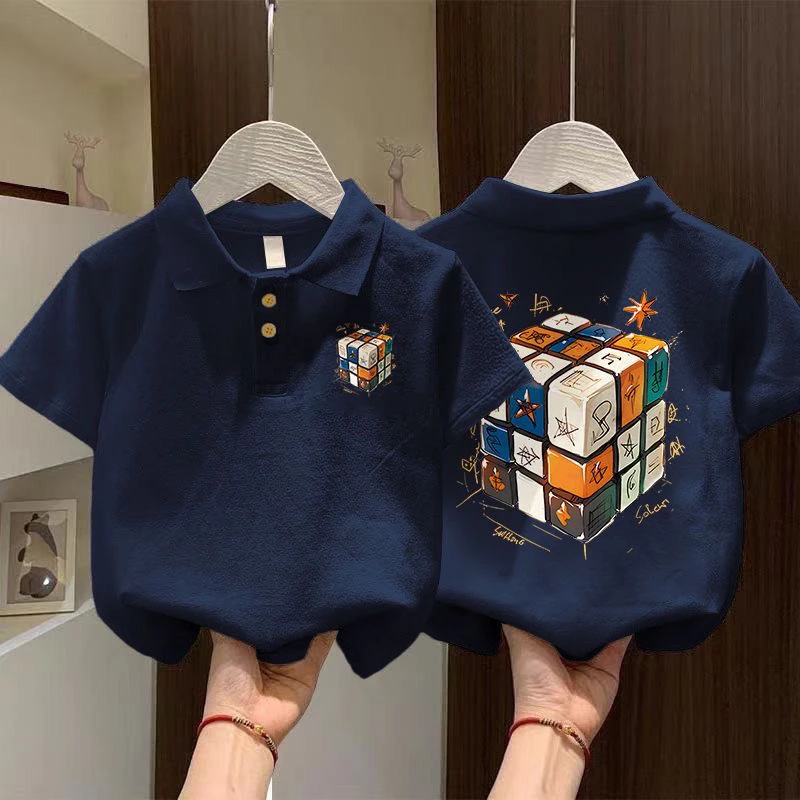 Polo衫新款男女童短袖白色儿童夏季纯棉t恤宝宝潮酷白色体恤上衣T