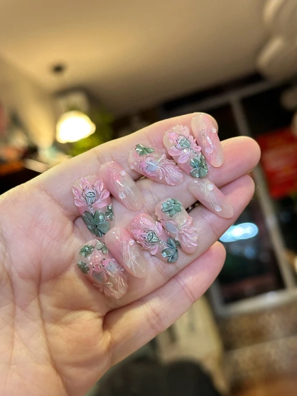 068蝈蝈穿戴甲手绘水彩荷花金鱼夏季