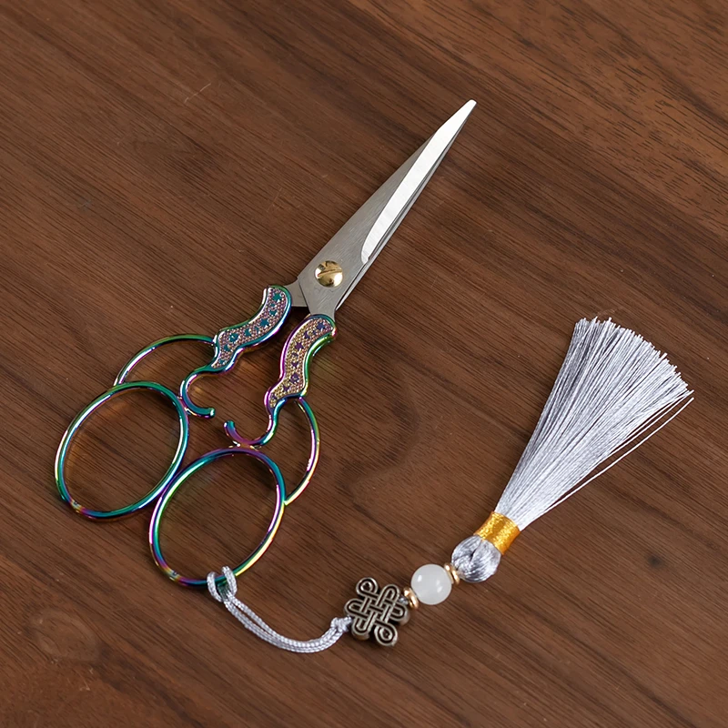 中式复古如意小剪刀茶艺剪茶叶袋家用茶包剪线头茶道配件带流苏