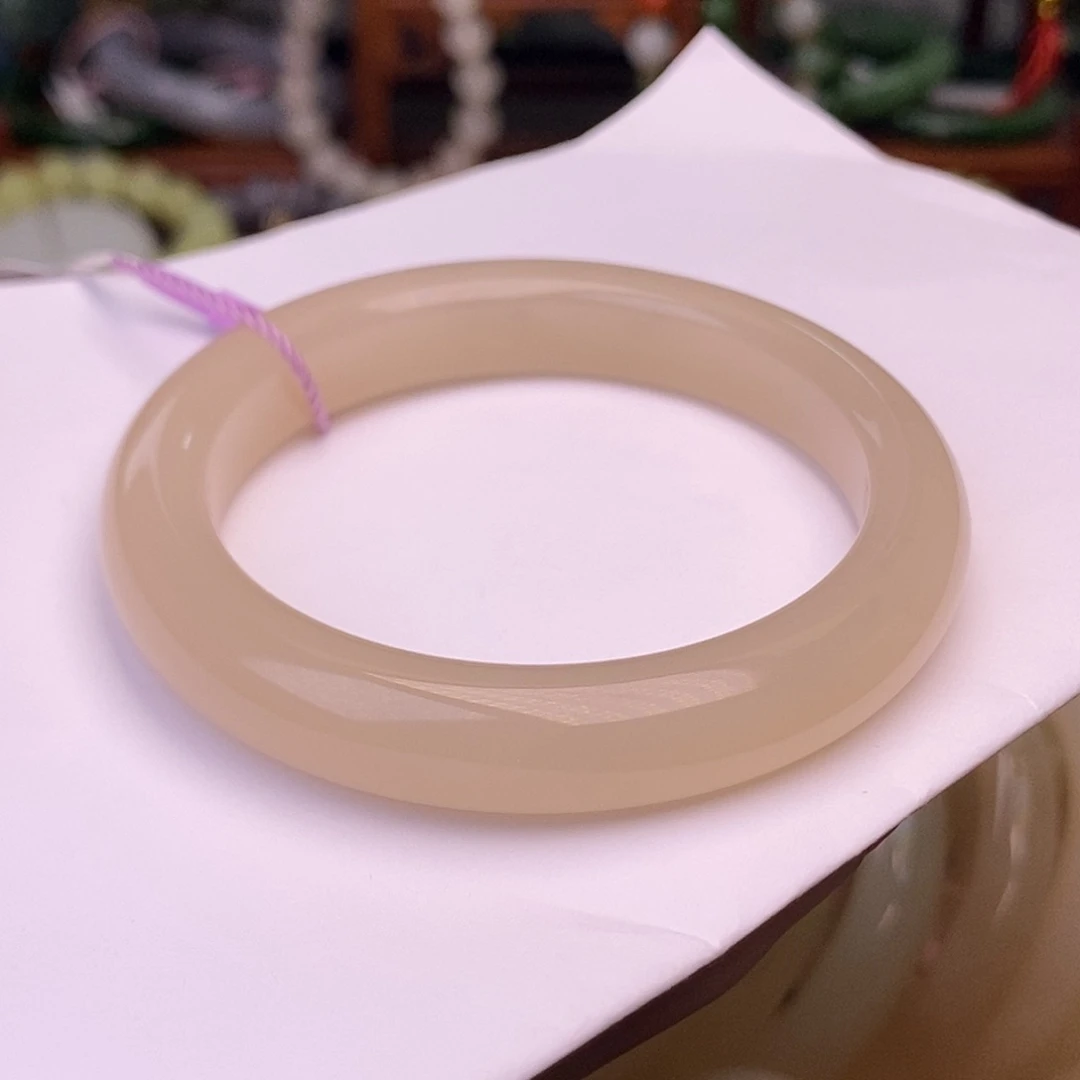 和田玉熟藕粉红粉老矿料54.6手镯未镶嵌@*柔