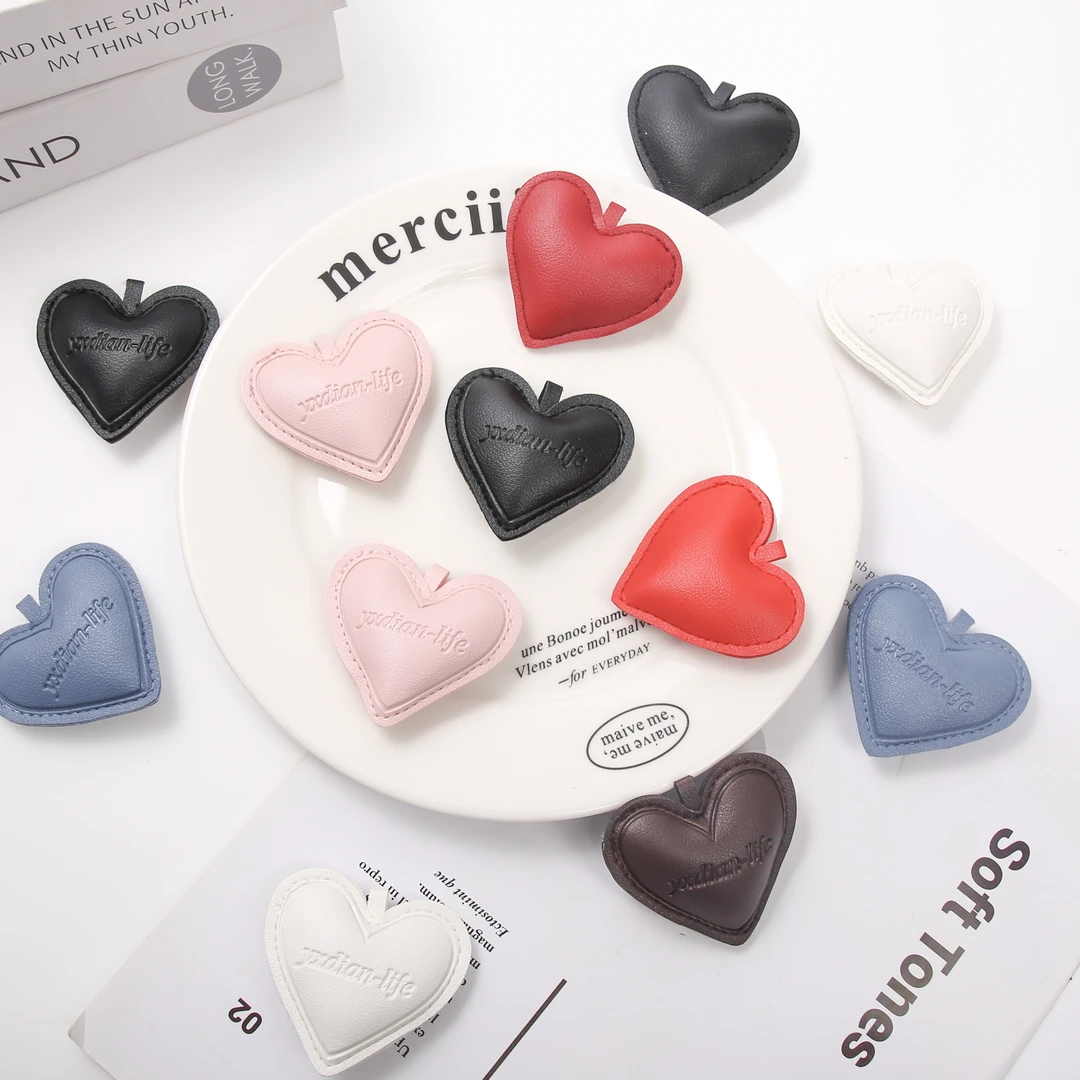 新款爱心皮革配件配饰鲜花花束diy手工礼物心形装饰摆件花艺资材