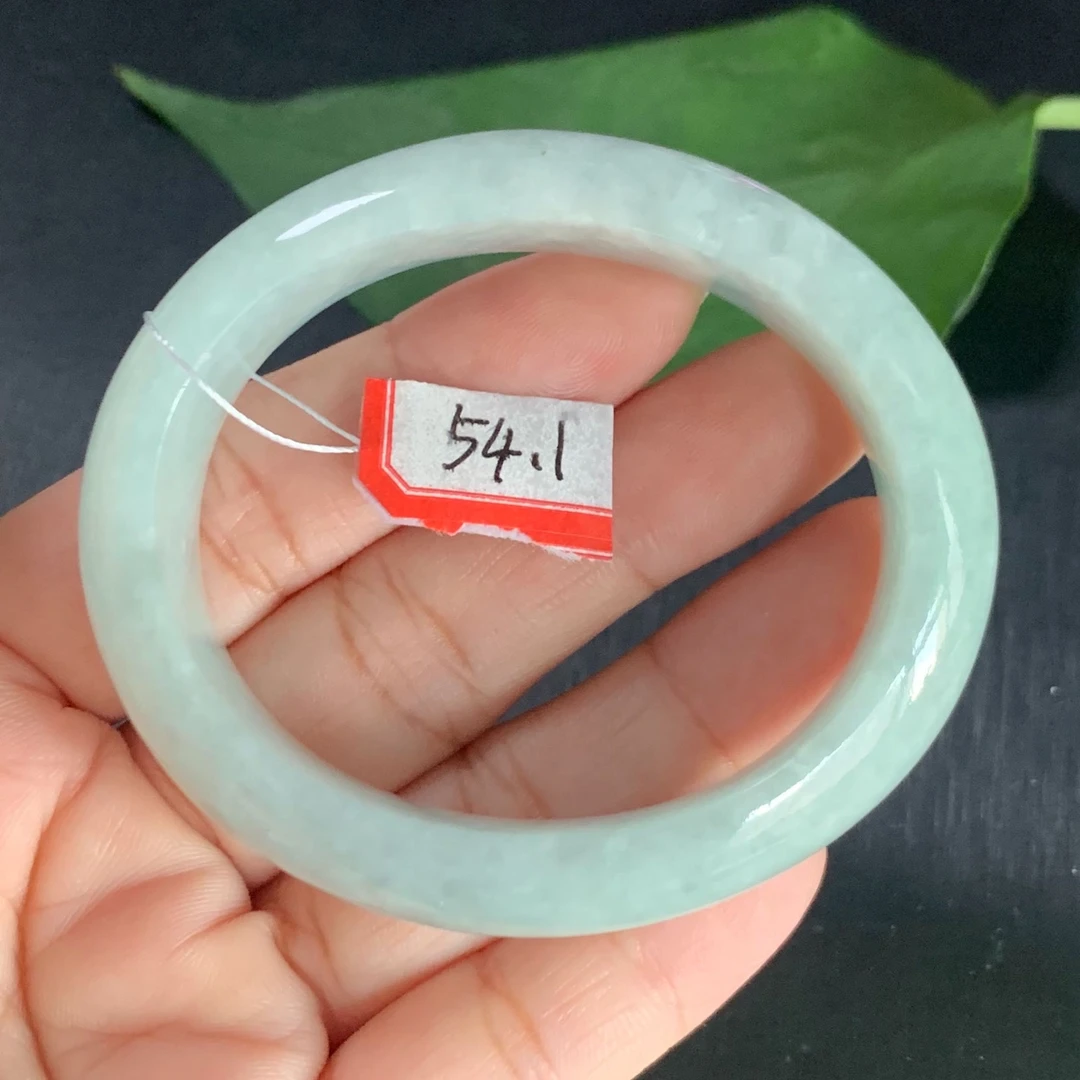 翡翠手镯54.1圈口天然翡翠A货飘花手镯贵妃正品翡翠手镯玉手镯女
