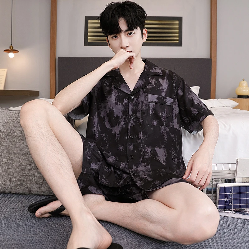 2025新款冰丝睡衣男士夏季夏天薄款短袖短裤家居服套装宽松休闲