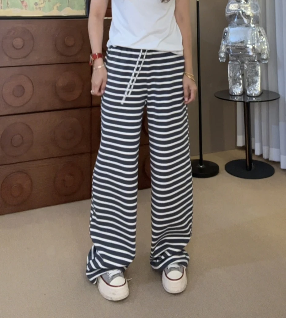 “露丝条纹裤”2025新款返潮复古条纹复古风百搭休闲裤9765