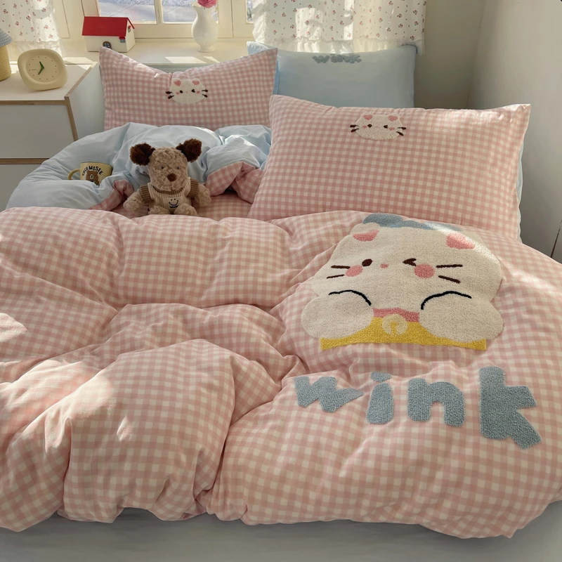 可爱kt猫床上四件套2025春夏新款女学生宿舍床单人被套被罩三件套