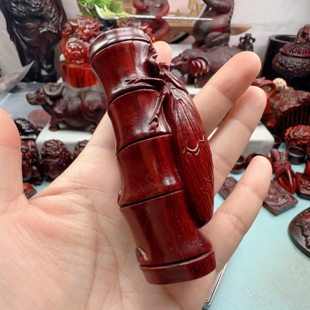 小叶紫檀把件炎*辉竹节一鸣惊人