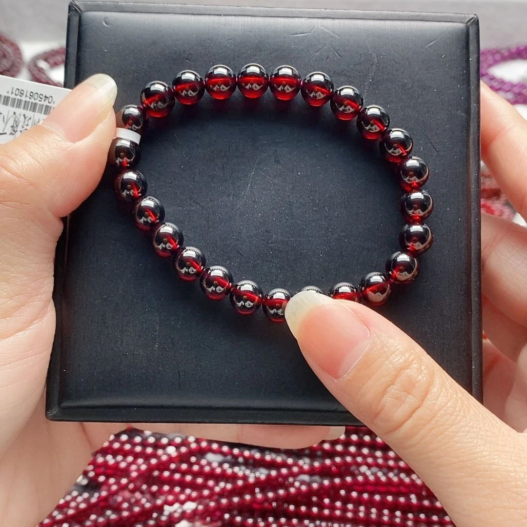 石榴石手链未镶嵌7.5mm开播放漏