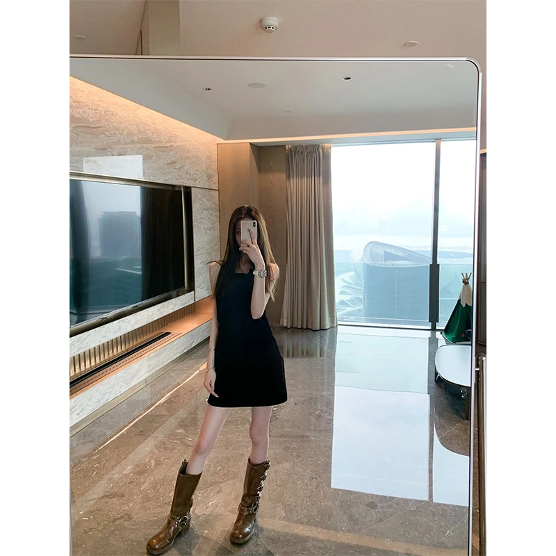 黑色修身显瘦吊带连衣裙气质包臀短款无袖裙子夏季百搭时尚小黑裙