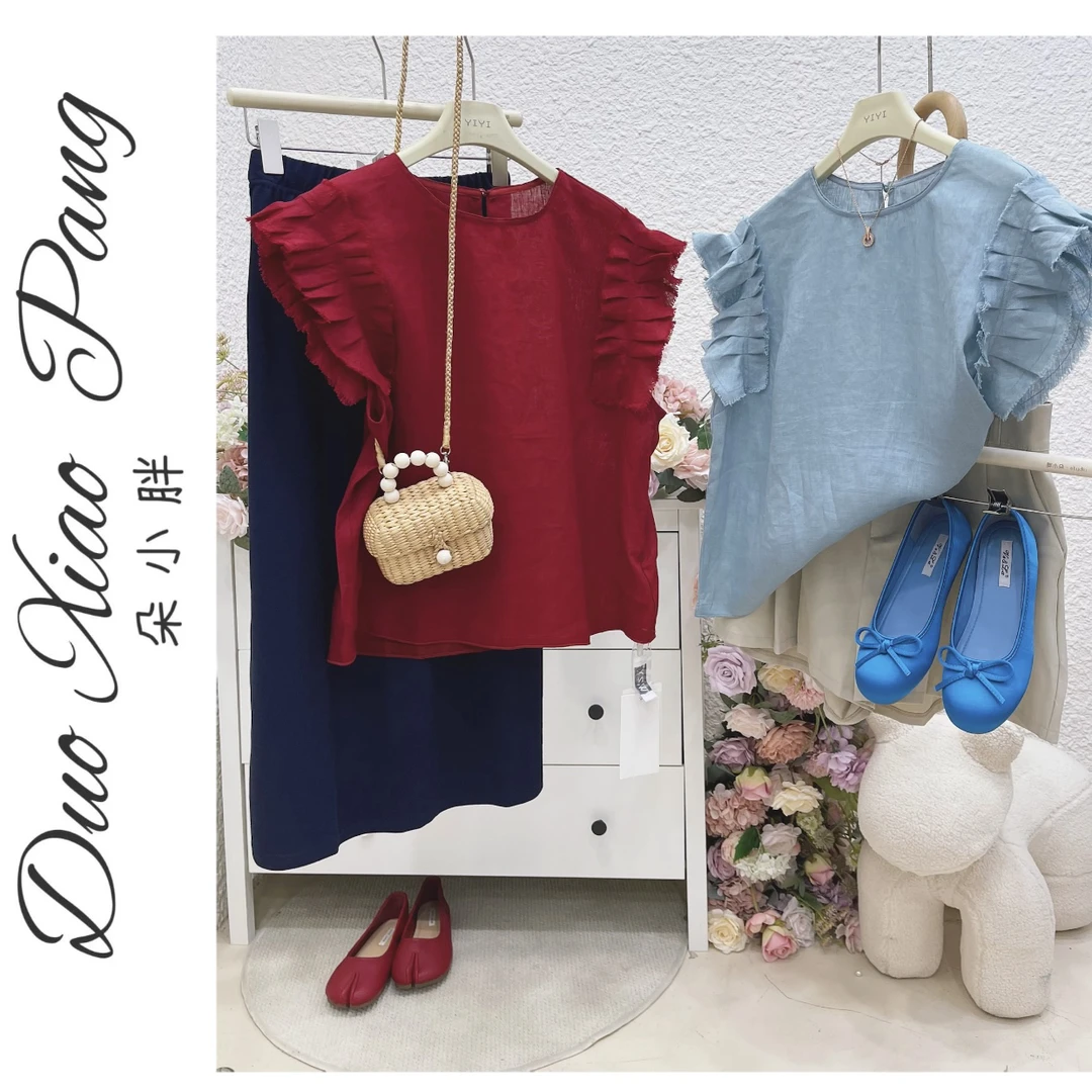 大码飞飞袖上衣女夏宽松显瘦百搭娃娃上衣71008