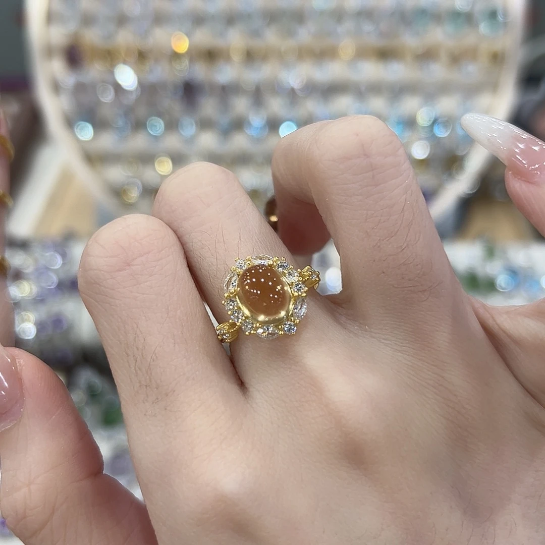 许***多戒指黄晶银S925镶嵌