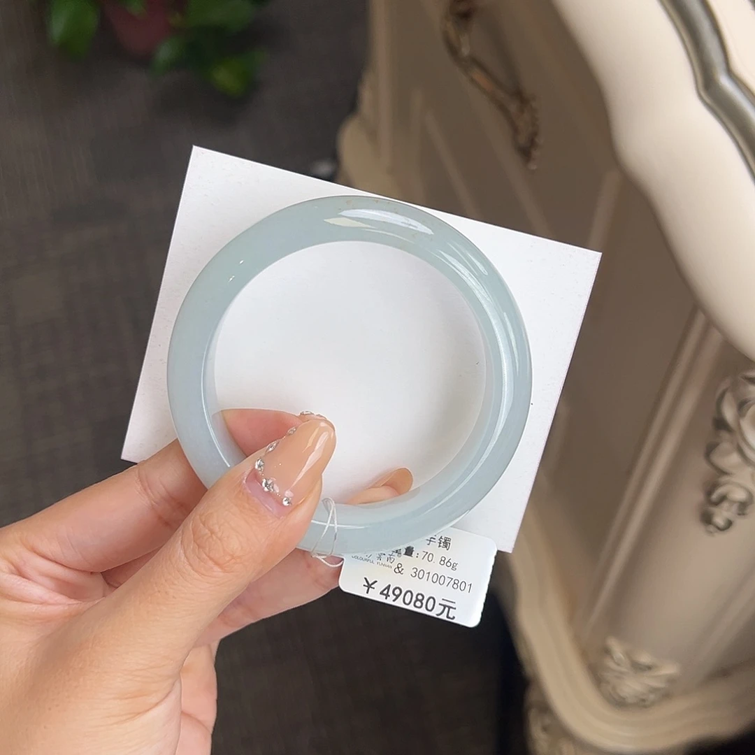 翡翠未镶嵌手镯56.8正冰洒金