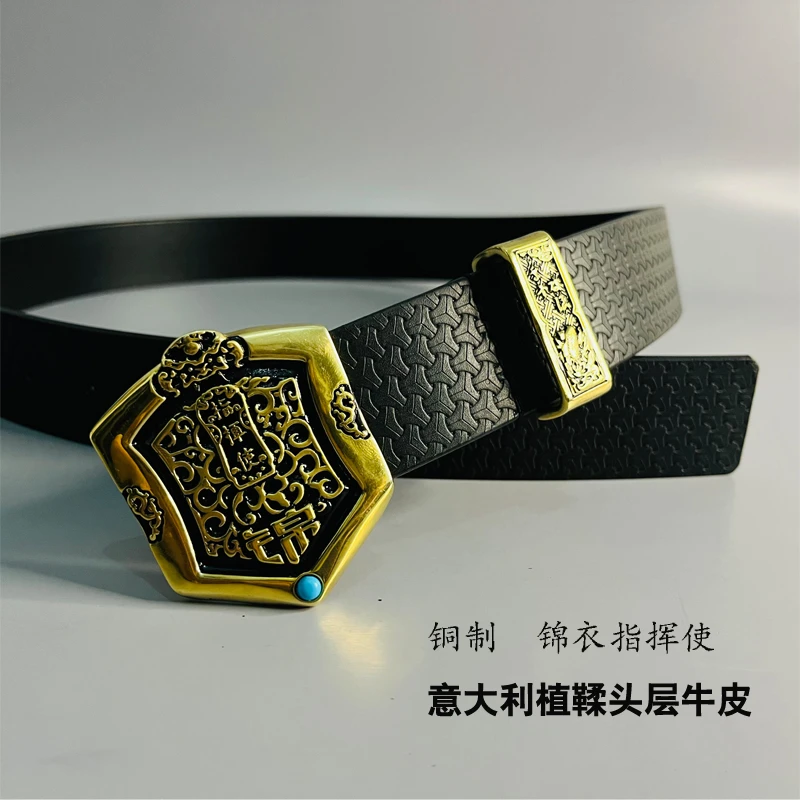 意大利头层牛皮（单层实心）手工男士皮带休闲