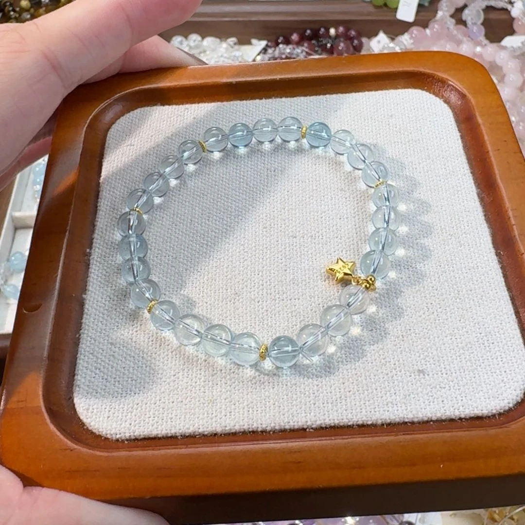 水晶手串未镶嵌海蓝宝