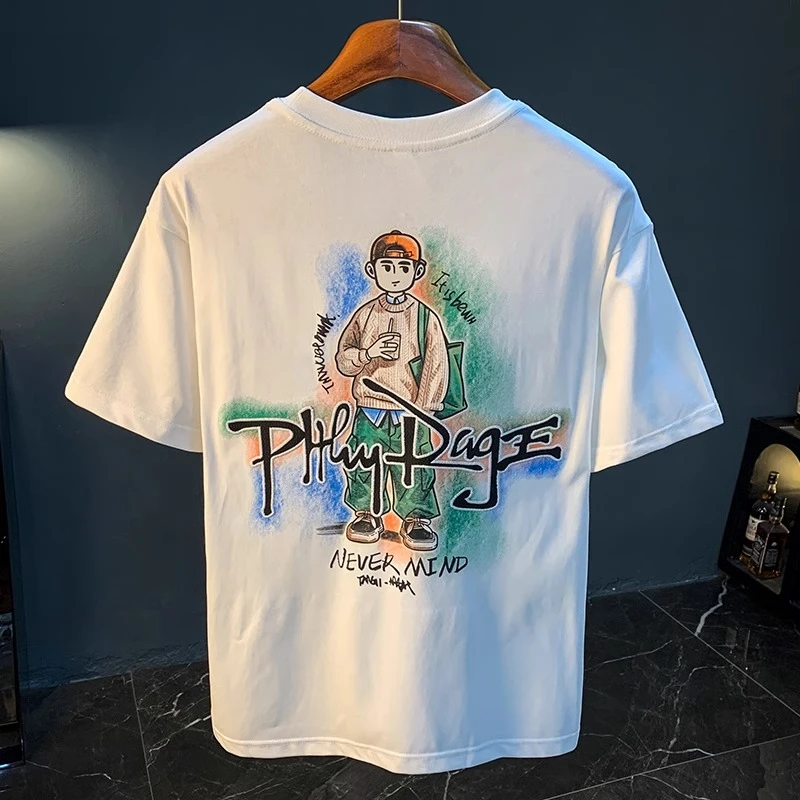 Cebrodz2025年新款刺绣印花T恤男潮流少年感休闲冰丝速干宽松体恤