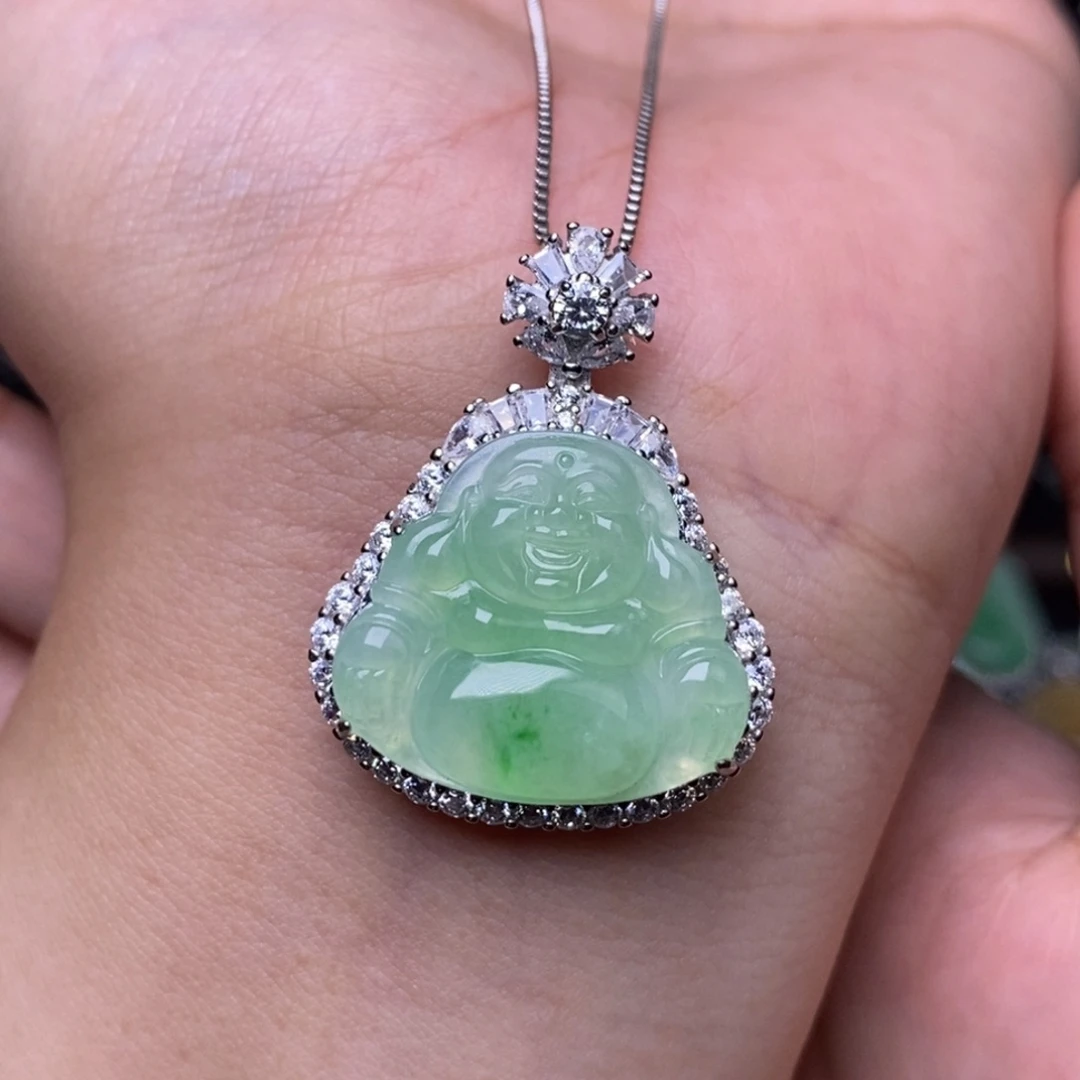 翡翠银S925镶嵌吊坠(赠链)