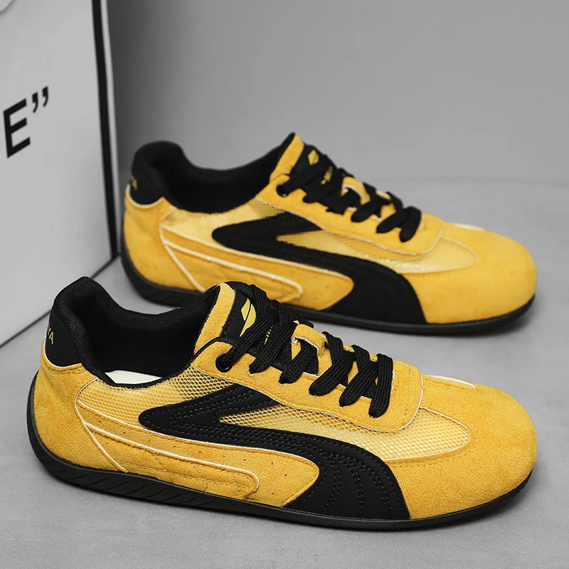 黄红色德训鞋男女2025夏季爆款情侣舒适透气网面阿甘鞋赛车潮鞋