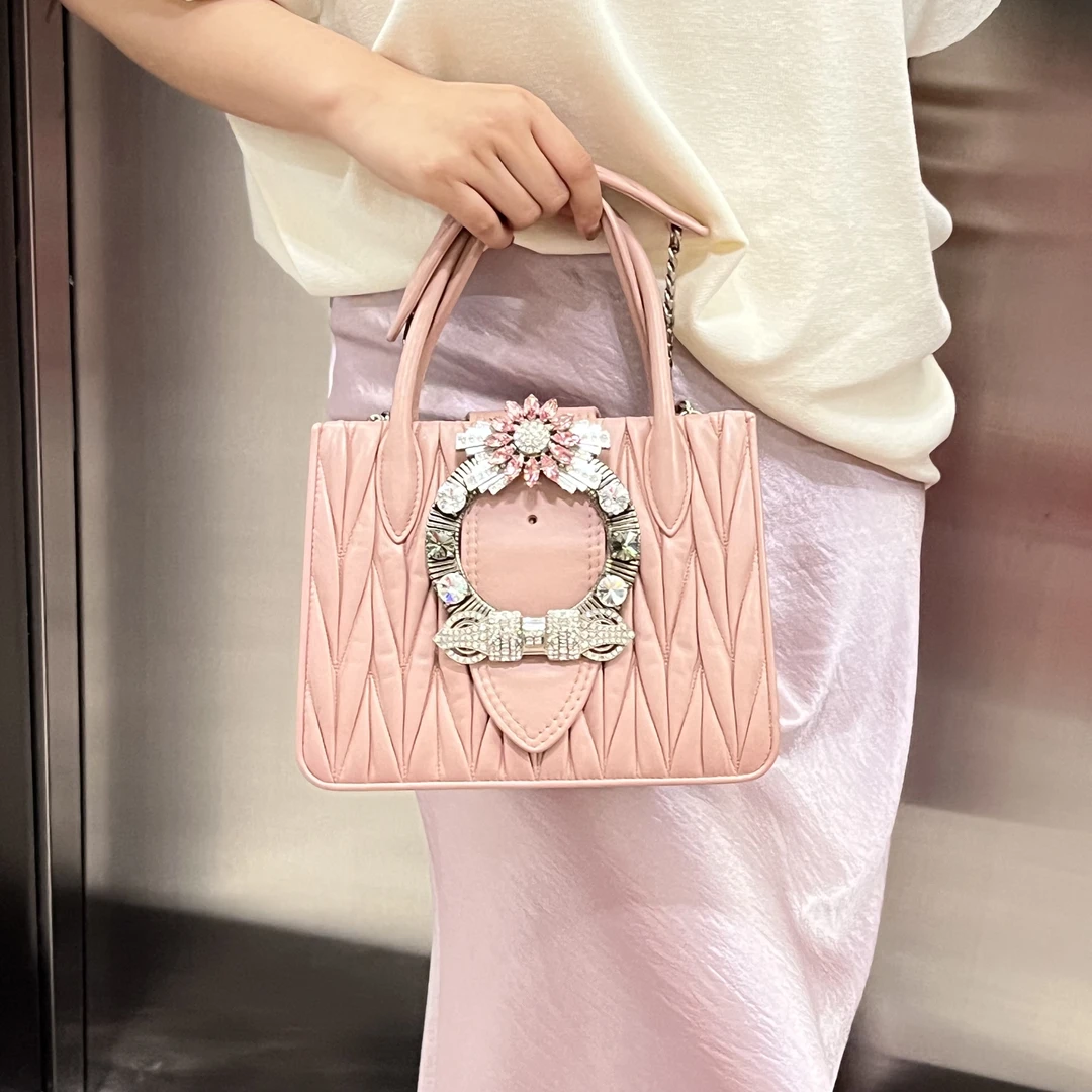 95新 MIU MIU/缪缪 miumiu粉色太阳花斜挎包