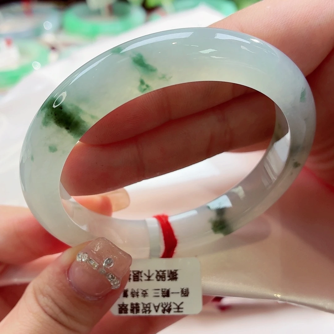 翡翠未镶嵌手镯捡漏包容冰牛奶底飘花88-46