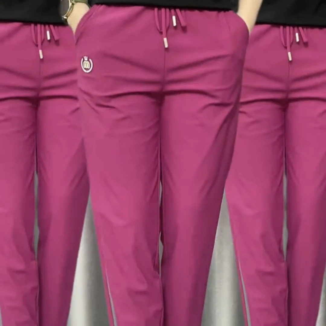 春夏时尚大码薄款女士高腰弹力显瘦松紧腰休闲裤