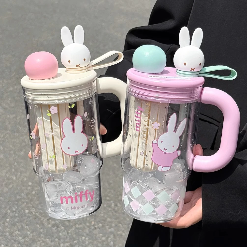 米菲兔冰霸杯2025新款大容量tritan水杯女生高颜值茶水分离双饮杯