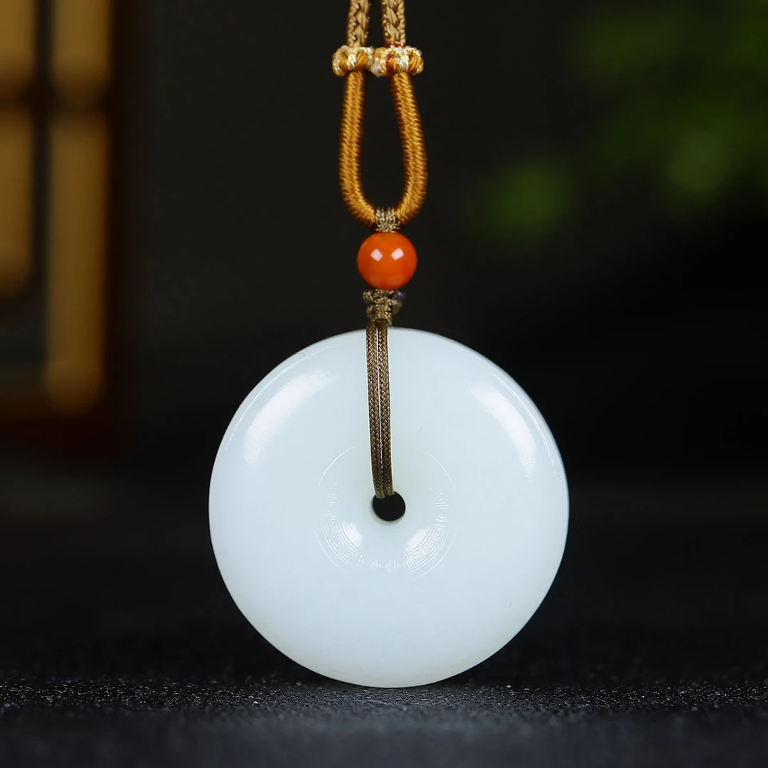 110712和田玉白玉平安扣挂件