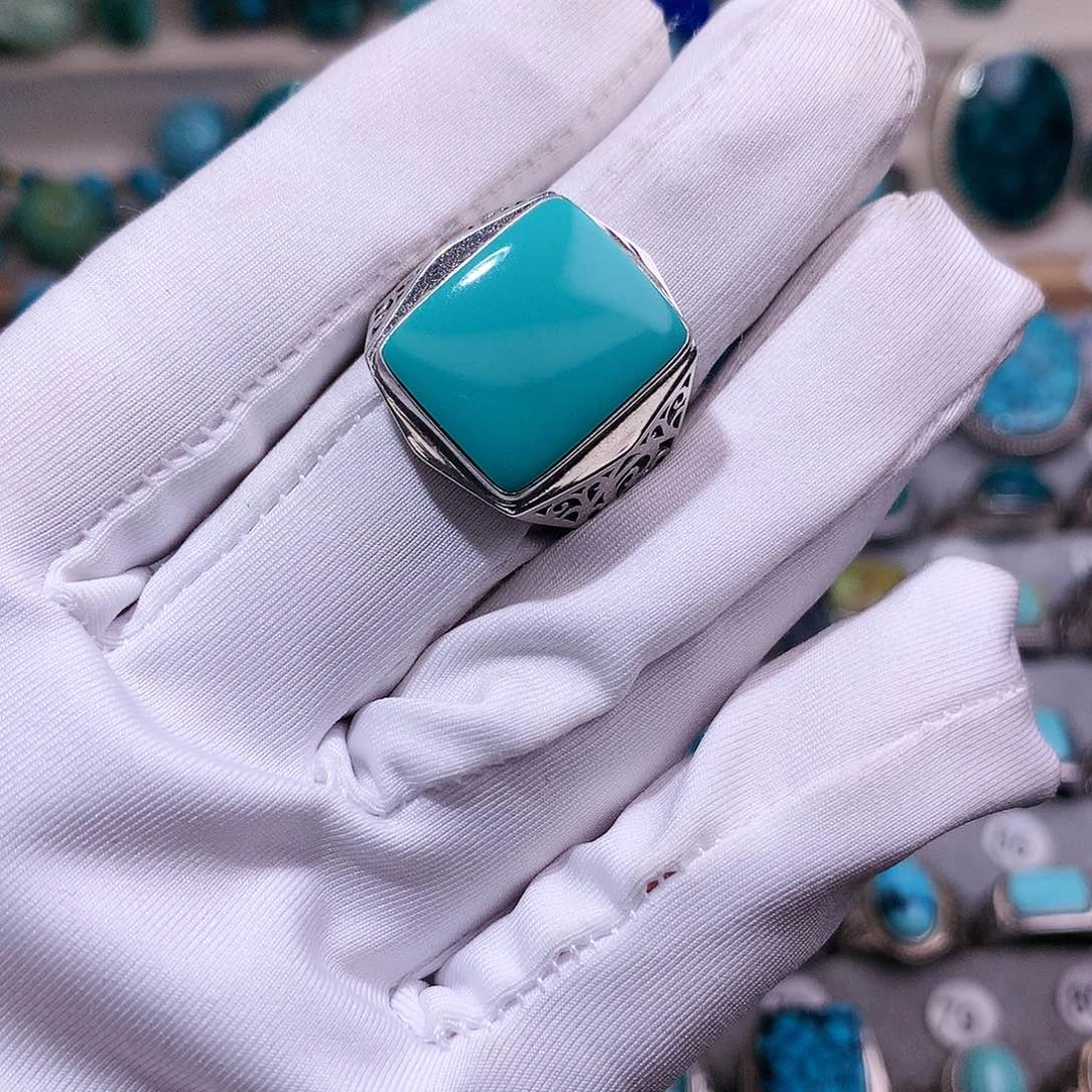 绿松石挂件银S925镶嵌