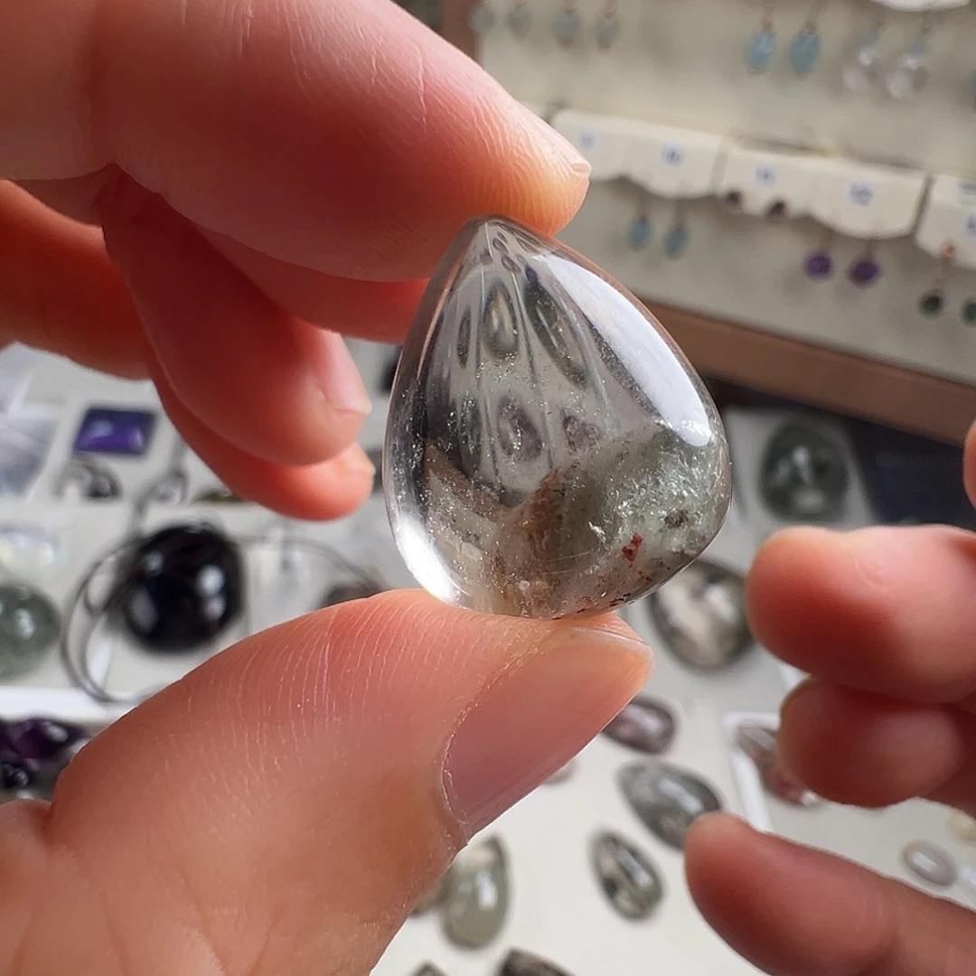 水晶颈饰银S925镶嵌天然幽灵水晶