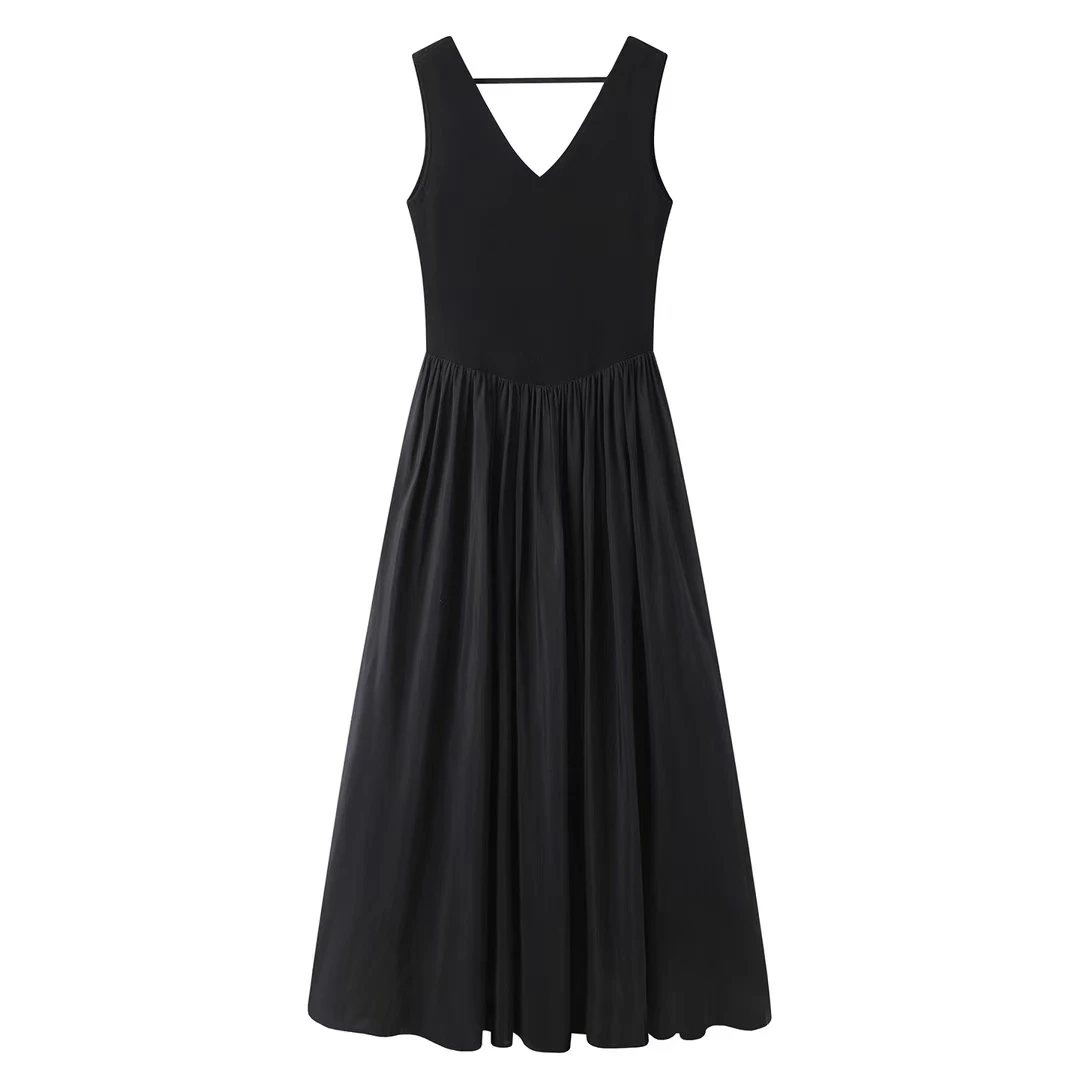 商场同款2025夏季新款无袖针织拼接吊带连衣裙女50619866